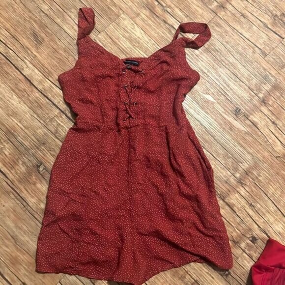 Small Red  White Polka Dot American Eagle Romper - Picture 1 of 3